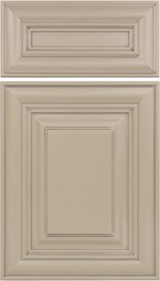 Eclipse Bradford, Beige cabinet door and drawer front with a raised panel design, featuring decorative molding and a smooth, painted finish. The style is classic and elegant, suitable for traditional kitchen or bathroom cabinetry