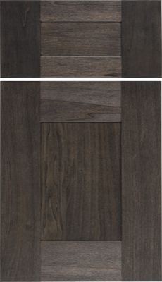 Eclipse Hartford, Two dark wooden cabinet doors with a rectangular frame and recessed center panels, shown one above the other, highlighting the wood grain and texture