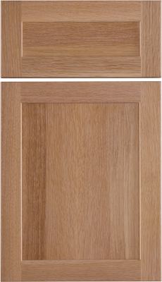 Eclipse Malibu, Two wooden cabinet doors with a natural light oak finish; the top panel is rectangular and horizontally oriented, while the bottom panel is square with a simple frame and flat center