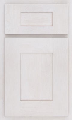 Shiloh Lancaster, Light-colored, square cabinet door and matching drawer front with a simple, recessed panel design, shown on a neutral background