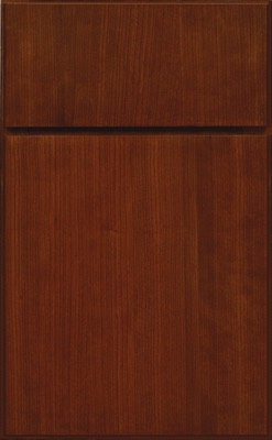 Shiloh Metropolitan, A flat-panel wooden cabinet door with a rich, dark brown finish and a subtle wood grain texture