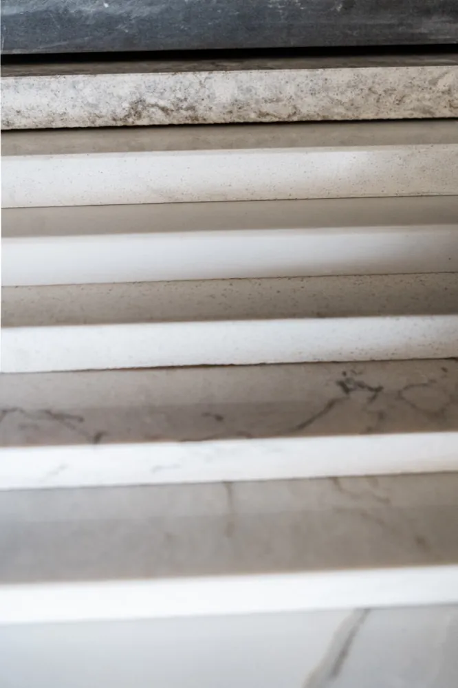 Countertop material selection for a kitchen remodel at the Bethesda Cabinets showroom