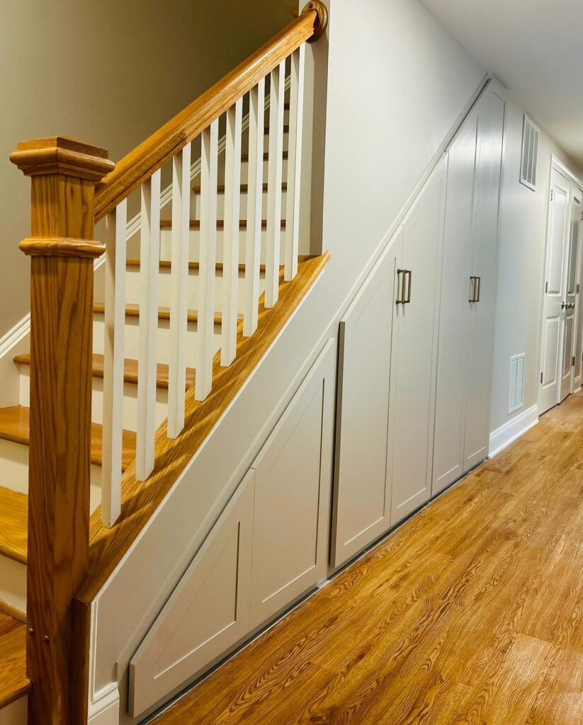 Custom Cabinets under the stairs by Bethesda Cabinets Maryland