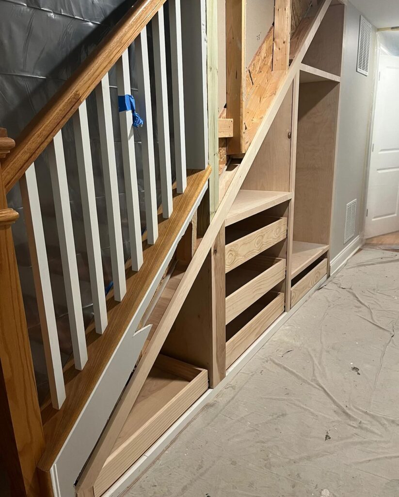 Custom Cabinets under the stairs by Bethesda Cabinets Maryland