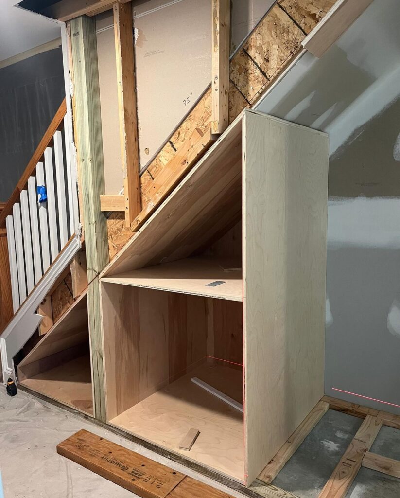 Custom Cabinets under the stairs by Bethesda Cabinets Maryland